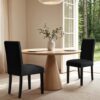 HOMYZOO Dining Chairs Set of 4, Upholstered Dining Room Chairs with Padded Seat & Solid Wood Legs, Modern Farmhouse Kitchen Chairs for Living Room/Restaurant/Cafe, Black