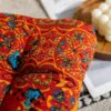 ELEFOCUS Farmhouse Floral Print Chair Cushions with Ties U-Shaped Soft Comfortable Chair Pads Non Slip Seat Cushions for Indoor Dining Room and Kitchen Chairs (4, Boho Orange)