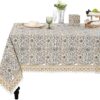 Asparagus Green Block Print Square Tablecloth 54x54 Inch