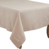 SARO LIFESTYLE Classic Hemstitch Tablecloth - Elegant Everyday Tablecloth with Textured Fabric and Hemstitched Border for Dining Tables and Formal Entertaining, 70"x140", Taupe