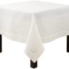 SARO LIFESTYLE Classic Hemstitch Tablecloth - Elegant Everyday Tablecloth with Textured Fabric and Hemstitched Border for Dining Tables and Formal Entertaining, 70"x140", Taupe