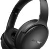 Graphic showing the Bose app interface used to adjust EQ and firmware on the QuietComfort wireless headphones.