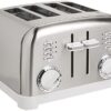 Front view of the Cuisinart metal classic 4 slice toaster with dual control panels