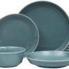 Convenient microwave and dishwasher safe Gibson Home Oslo porcelain dinnerware set displayed for everyday use