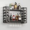 31.5" Wine Rack Wall Mounted with LED Lights, Black