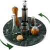 16'' Marble Lazy Susan for Kitchen Counter, Black Marble Turntable for Dinning, Lazy Susans Organizer for Cabinet, Serving Rotation Spinning Tabletop Organizer Swiveling, Spice Rack Storage