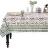 Asparagus Green Block Print Square Tablecloth 54x54 Inch