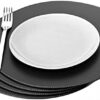 Round Placemats Set (Pack of 4) Recycled Leather Table Mats 15 inches, Kitchen Dining Table Decor by Nikalaz (Crockodile)