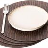 Round Placemats Set (Pack of 4) Recycled Leather Table Mats 15 inches, Kitchen Dining Table Decor by Nikalaz (Crockodile)