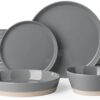 Famiware Saturn Stoneware Dinnerware Set with Pasta Bowl, 16pc Dishes for 4